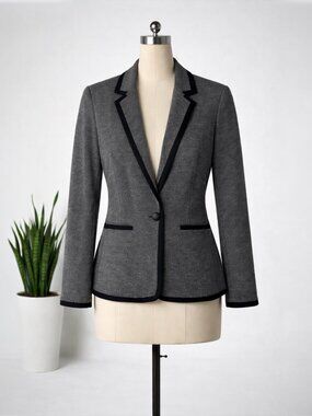 Express Ponte Stretch Knit Academy Blazer with Piped Trim